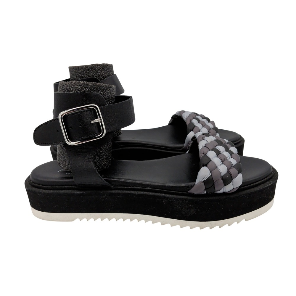 AGL Mirea Black Leather Braided Strap Platform Sandals Womens‎ 37 D642040 Italy